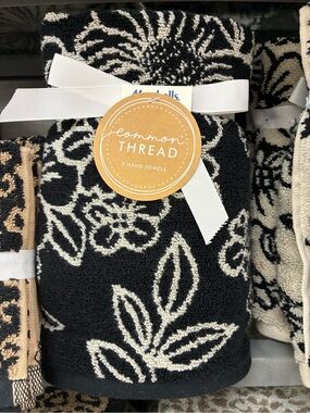 Common Thread Black & Cream Floral Hand Towels - 2 Pack
